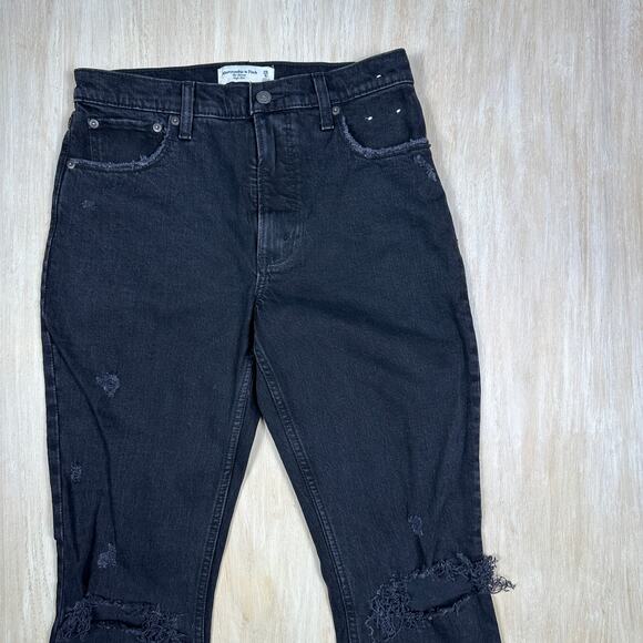 Abercrombie & Fitch The Skinny High Rise Edgy Distressed Ripped Black Jeans 28 - Picture 2 of 15